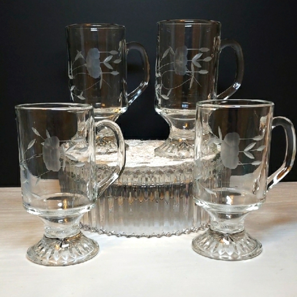 Princess House Heritage Irish Coffee Mugs Set of 4